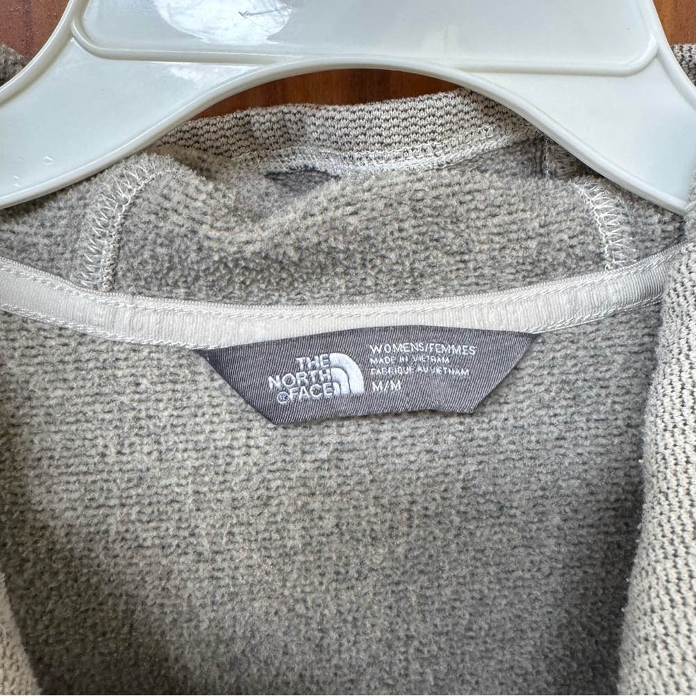 North Face Gray Button-Up Hoodie Light Grey Heather Collar Snaps Sweatshirt S/M - Picture 4 of 12